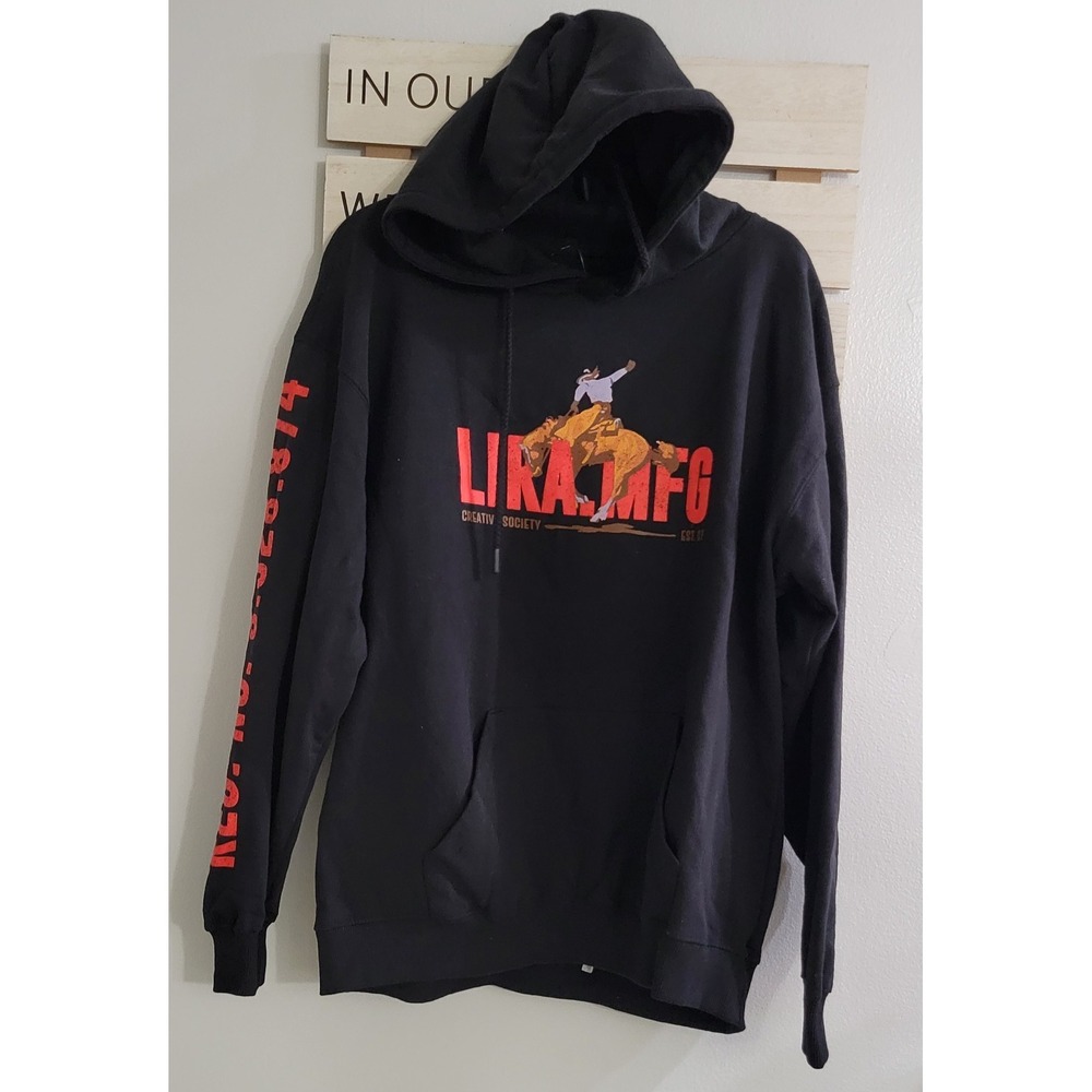 Lira MFG Men's‎ Skate Black Pullover Fleece Sweatshirt Hoodie Size L